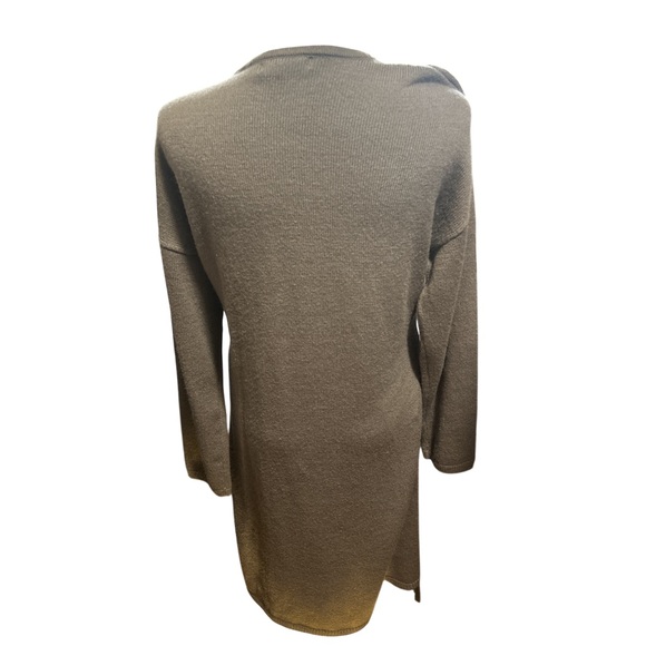 Banana Republic Petite Large Taupe Wrap Sweater Dress Tie Waist Midi Knit - Picture 4 of 8